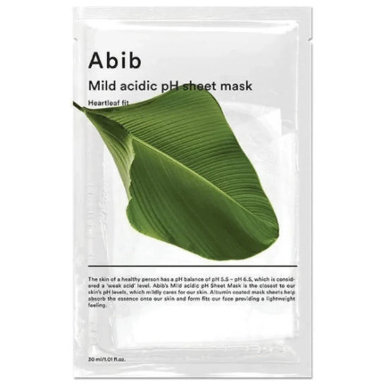ABIB – Mild Acidic pH Sheet Mask Heartleaf Fit 30 ml – Zklidňující plátýnková maska s heartleaf pro citlivou pleť