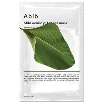 ABIB – Mild Acidic pH Sheet Mask Heartleaf Fit 30 ml – Zklidňující plátýnková maska s heartleaf pro citlivou pleť