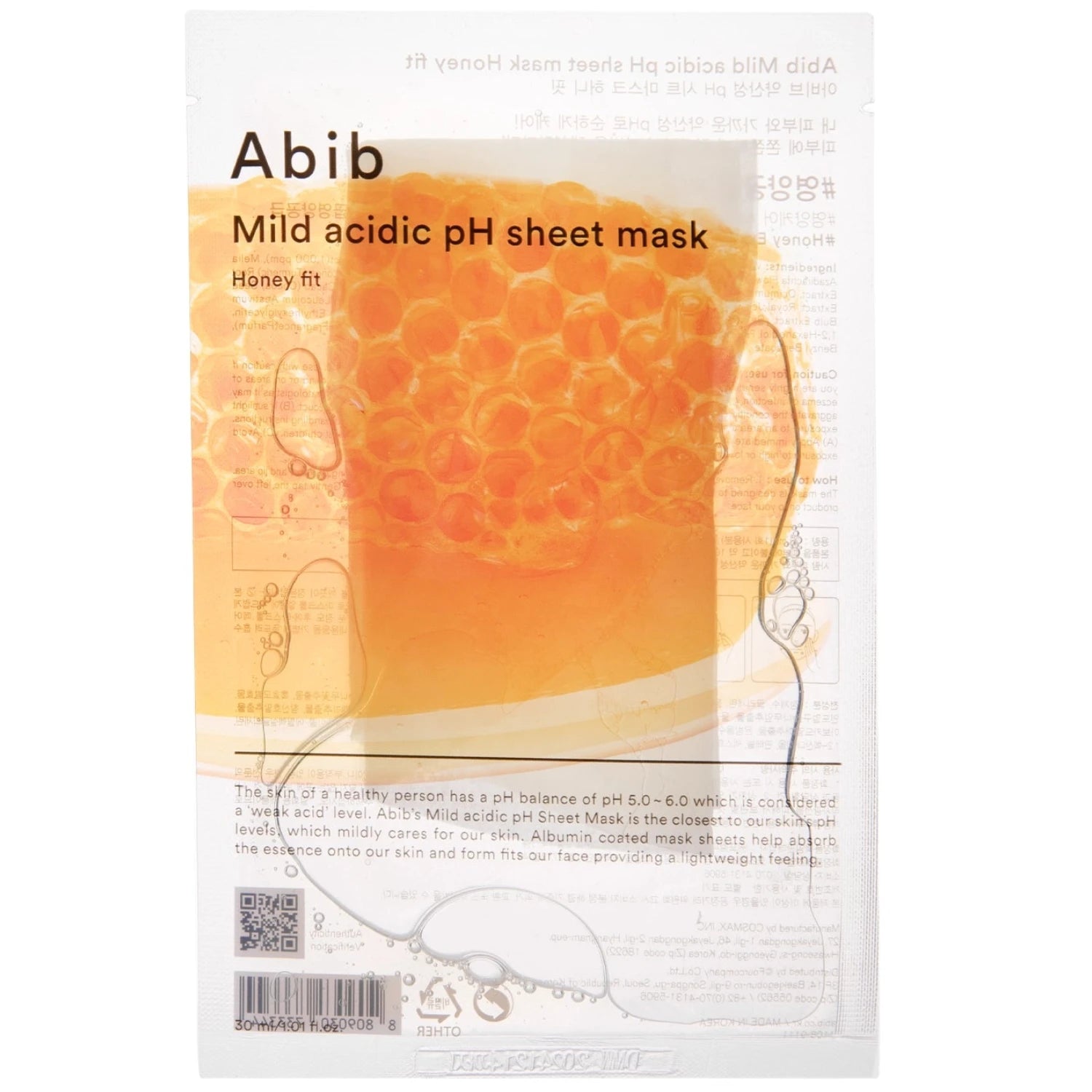 ABIB – Mild Acidic pH Sheet Mask Honey Fit 30 ml – Vyživující plátýnková maska s medem