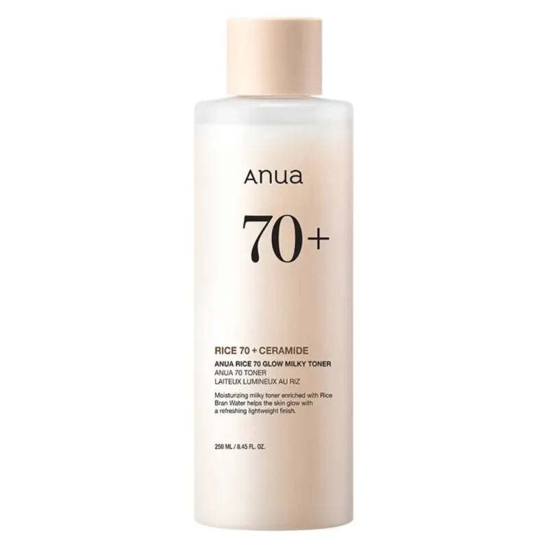 Anua – Rice 70 Glow Milky Toner 250 ml – Rozjasňující mléčný toner s rýží