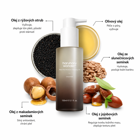 Haruharu Wonder – Black Rice Moisture Deep Cleansing Oil 150 ml – Čisticí olej na obličej pro šetrné odlíčení a odstranění SPF
