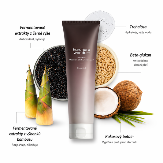 Haruharu Wonder – Black Rice Moisture 5.5 Soft Cleansing Gel 100 ml – Jemný čisticí gel na obličej s černou rýží a pH 5,5