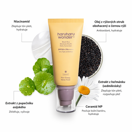 Haruharu Wonder – Black Rice Moisture Airyfit Daily Sunscreen SPF50+ PA++++ 50 ml – Hydratační opalovací krém pro každodenní ochranu pleti
