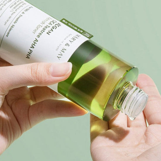 MARY&MAY - Vegan Cica Teatree AHA PHA Blemish Toner 200 ml – Exfoliační toner s AHA, PHA kyselinami a tea tree pro mastnou a problematickou pleť