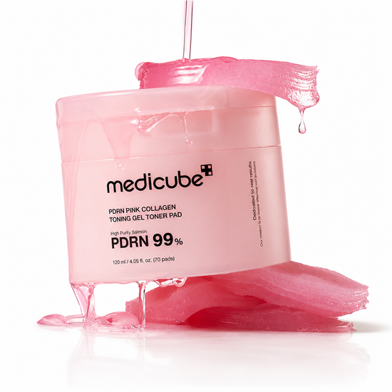 MEDICUBE – PDRN Pink Collagen Toning Gel Toner Pad 70 ks – Tonizační tamponky s PDRN a kolagenem