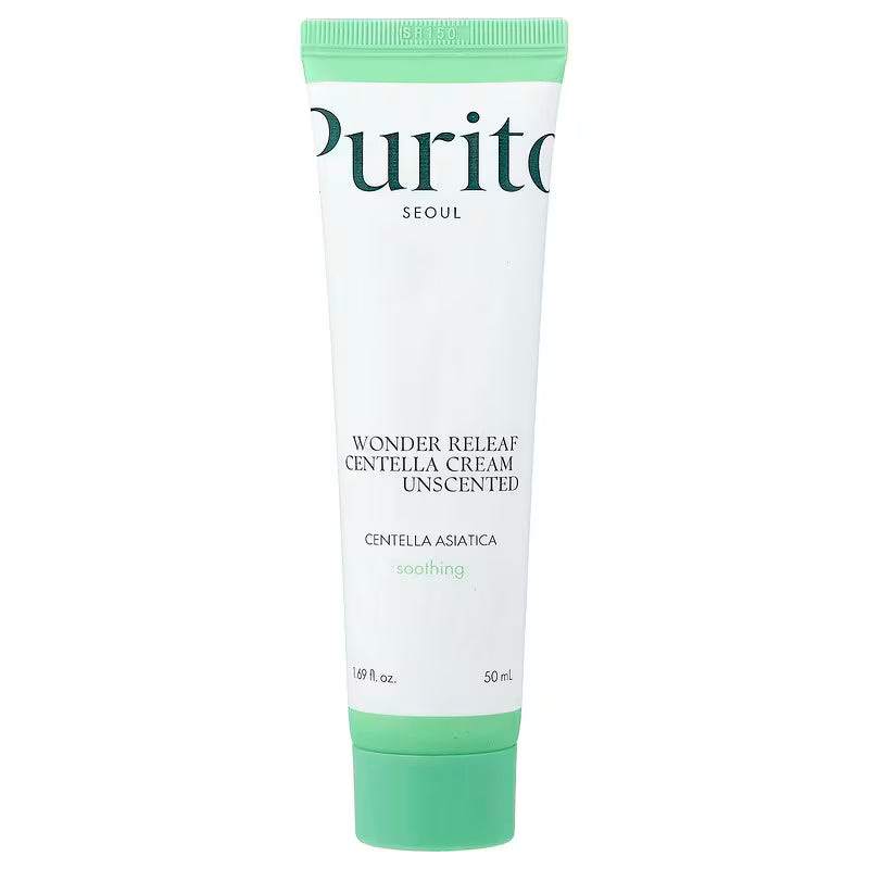 PURITO - Wonder Releaf Centella Cream Unscented 50 ml – Zklidňující krém s centellou pro citlivou pleť bez parfemace