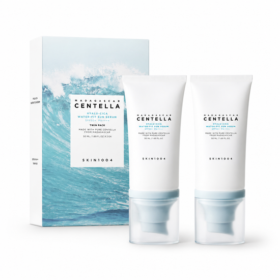 SKIN1004 – Madagascar Centella Hyalu-Cica Water-Fit Sun Serum Twin Pack (2×50 ml) – Lehké SPF50+ PA++++ sérum/krém pro vysokou ochranu