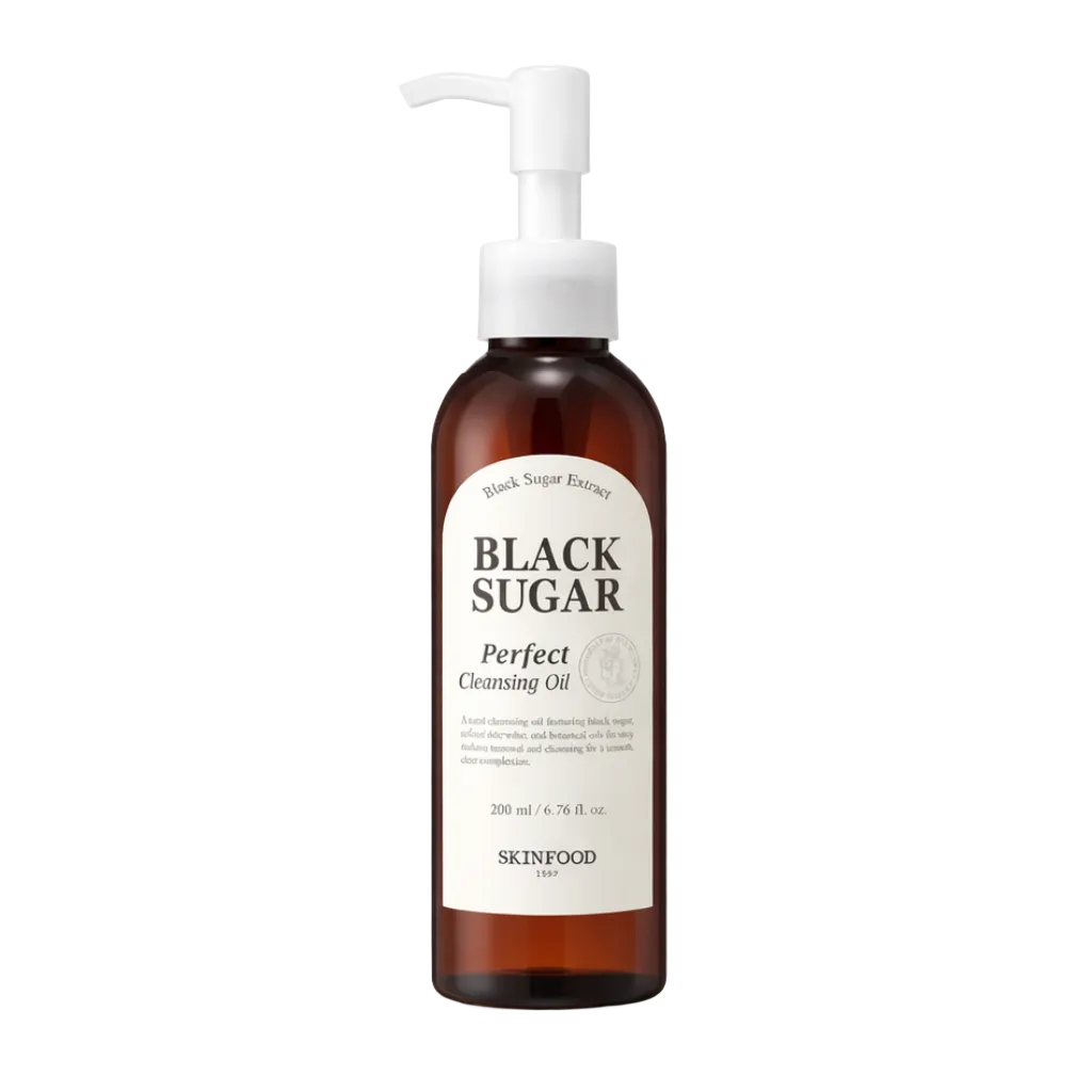 SKINFOOD – Black Sugar Perfect Cleansing Oil 200 ml – Čisticí olej s černým cukrem pro hladkou pleť bez ucpaných pórů
