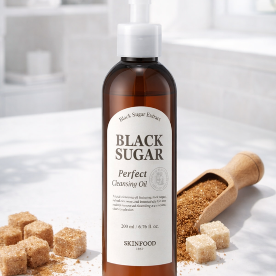 SKINFOOD – Black Sugar Perfect Cleansing Oil 200 ml – Čisticí olej s černým cukrem pro hladkou pleť bez ucpaných pórů