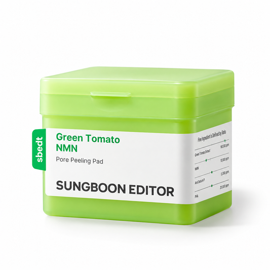 SUNGBOON EDITOR – Green Tomato NMN Pore Peeling Pad 60 ks – Exfoliační polštářky se zeleným rajčetem a PHA
