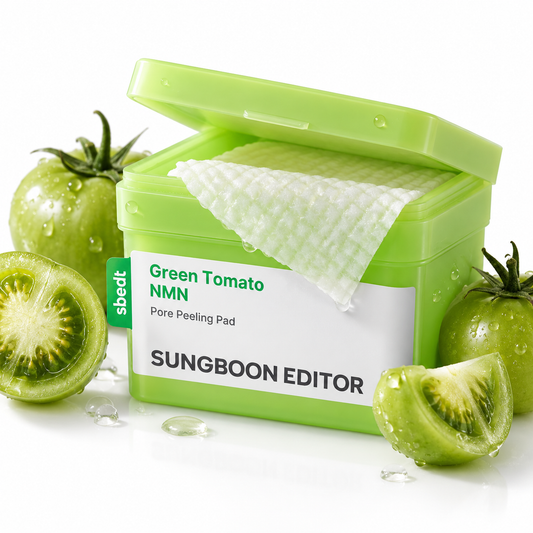 SUNGBOON EDITOR – Green Tomato NMN Pore Peeling Pad 60 ks – Exfoliační polštářky se zeleným rajčetem a PHA