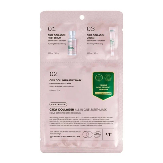 VT – Cica Collagen All In One 3-Step Mask 1,5 g + 24 g + 1,5 g – Tříkroková regenerační maska s kolagenem a centellou