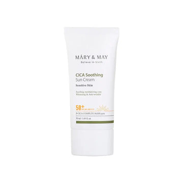 MARY&MAY - Cica Soothing Sun Cream SPF 50+ PA++++ 50 ml – Ochranný krém s Pupečníkem asijským