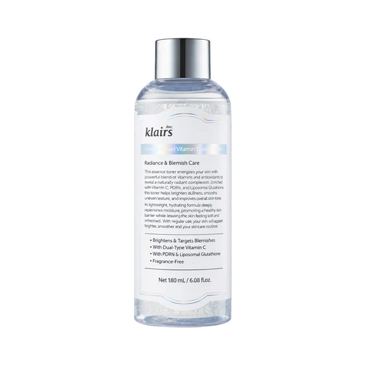 DEAR, KLAIRS - Freshly Juiced Vitamin Essence Toner 180 ml – Rozjasňující hydratační toner s vitaminem C a niacinamidem